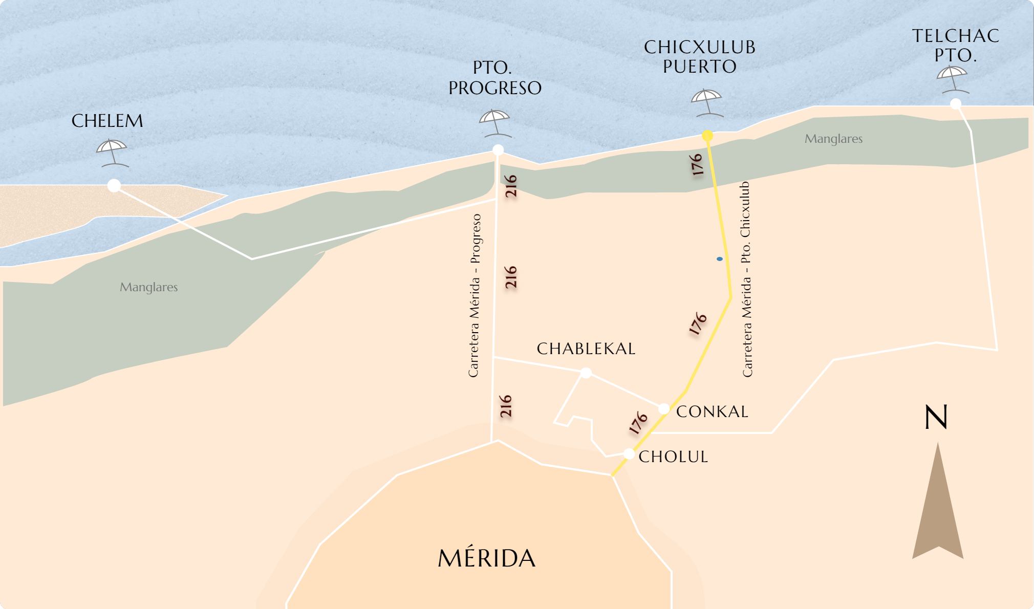 Mapa regional – Ubicación de Brisas del Mar en Chicxulub Puerto, Yucatán